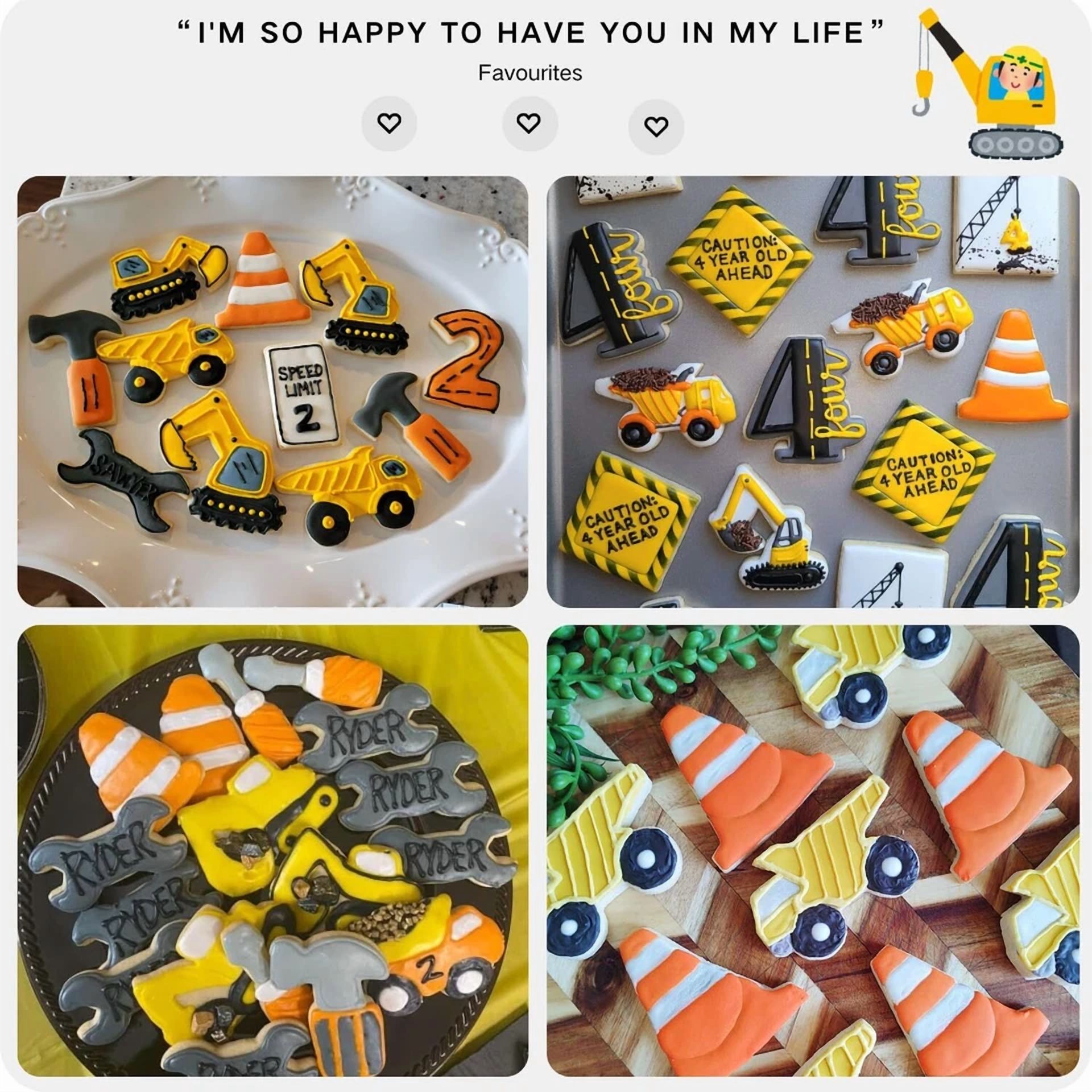 BUTTERFLY- 9Pcs 3Inches Construction Cookie Cutter Molds Set Kids Construction Themed Party
