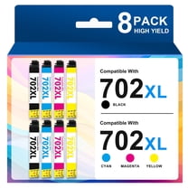 702XL Ink Cartridges 8-Pack Replacement for Epson 702XL Ink 702 T702XL Combo Pack for Workforce Pro WF-3720 WF-3730 WF-3733 WF-3725 Printer (Black Cyan Magenta Yellow)