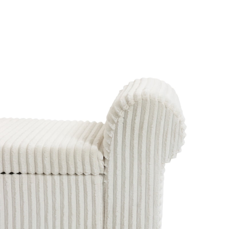 51.5'' Upholstered Corduroy Storage Ottoman Bench with Hinged Lid, Freestanding Bench Bed End Hidden Storage Footrest