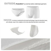 PROTECHDRY - Washable & Reusable Urinary Incontinence Cotton Brief Underwear for Men (approx 3,5 leg), Built In Absorbent Area (non removable), Black, XX-Large