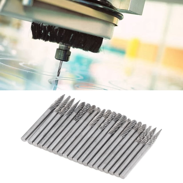 Set de Rebabas de Carburo de Tungsteno, Tallo de Carburo Sólido Cortador de Carburo Con Un Molino de Doble Patrón Doble de Patrón de Doble P. M.PCS Para Carpintería de