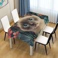 thumbnail image 3 of Yayeee Tablecloths for Rectangular Tables 54 x 54 inch Party Table Cover, Flowers and Cat, 3 of 6