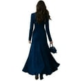 thumbnail image 4 of Womens Vintage Western Dresses, Suede V Neck Button Down Long Sleeve Maxi Dress Fishtail Hem Boho Western Dresses Blue 2XL, 4 of 4