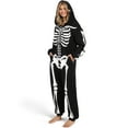 thumbnail image 3 of Joyfy Adult Skeleton Costume Women's Skeleton Bodysuit Pajamas Zipper Hooded Bodysuit Halloween Cosplay Costume Pajamas Home Clothes Black, 3 of 7
