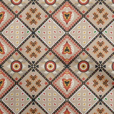 oneOone Cotton Poplin Twill Light Brown Fabric Asian Floral Mix Sewing Material Print Fabric By The Yard 56 Inch Wide