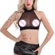 thumbnail image 4 of Gibobby traviesa Lencería Sexy Camiseta corta informal transparente de manga corta de malla en T para mujer (Negro, XXL), 4 of 5