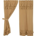 thumbnail image 4 of VHC Brands Simple Life Flax Khaki Country Farmhouse Window Curtain Ruffled Short Panel Set of 2 63x36, 4 of 8