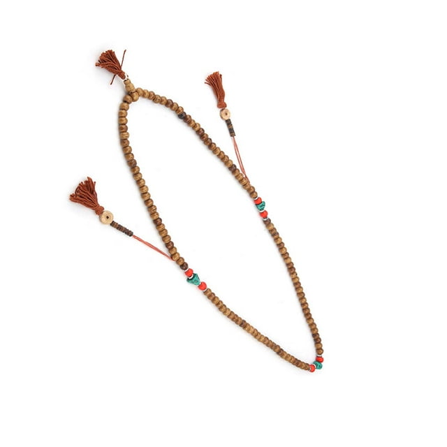 Rosario tibetano con 108 cuentas naturales y oración de Buda, pulsera elástica budista