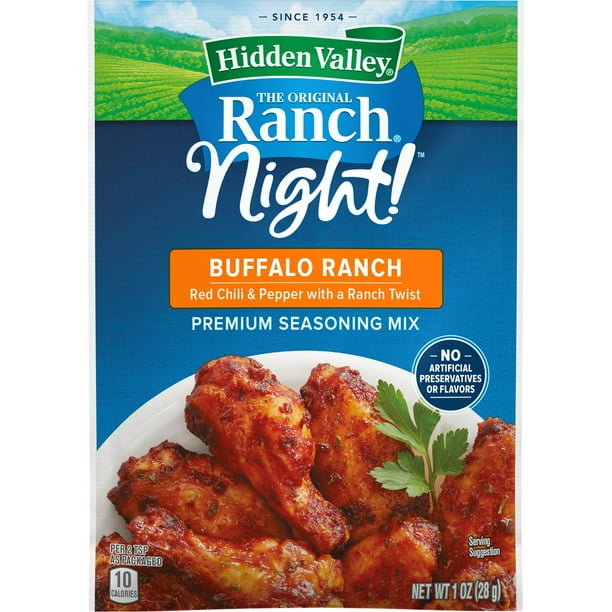 Hidden Valley Ranch Night Buffalo Ranch Premium Seasoning Mix, Red Chili and Pepper with a Ranch