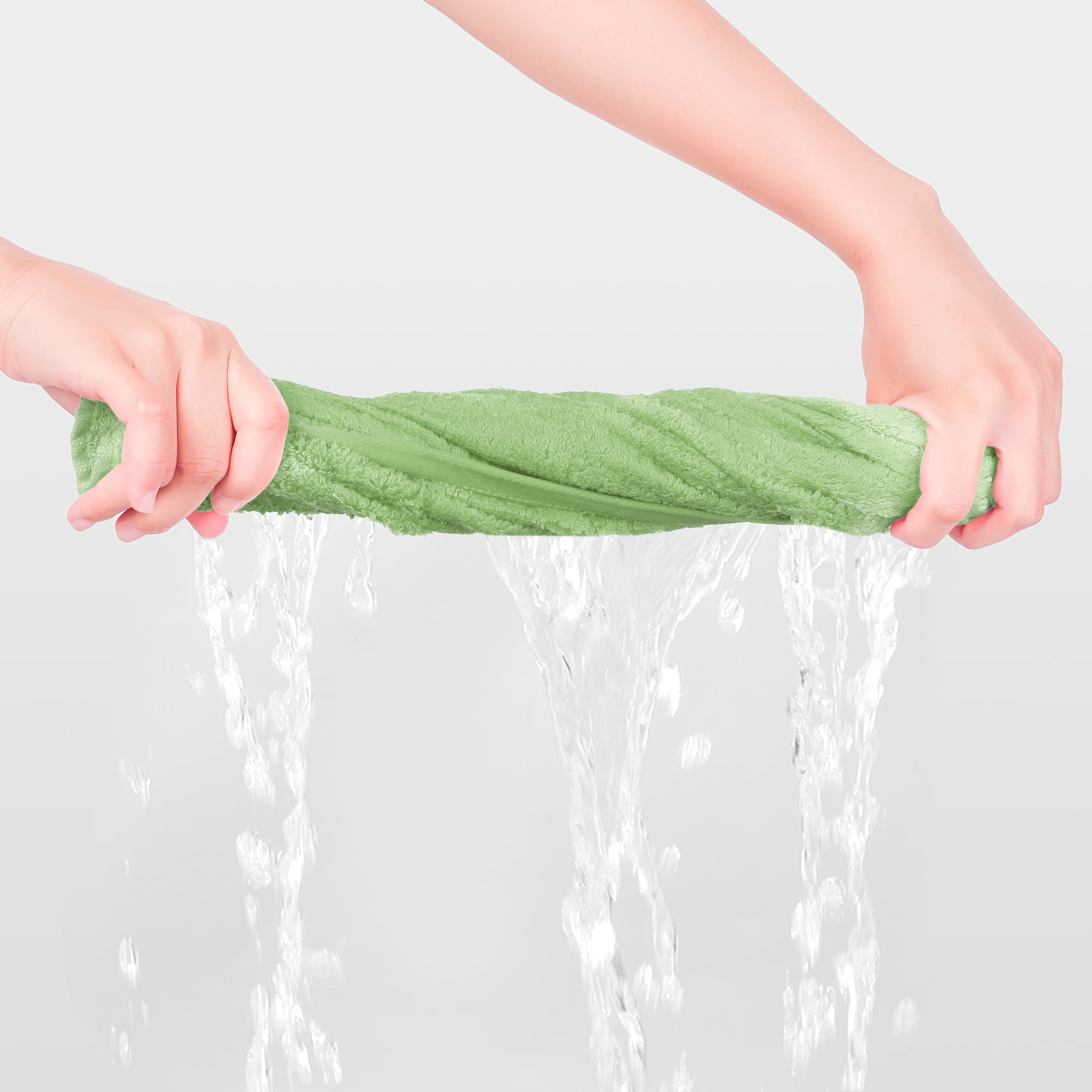 REGALWOVEN 6 Pack Cotton Washcloths, Solid Face Cloths, Absorbent and Quick Drying Towel for Bathroom Green 13" x 13"