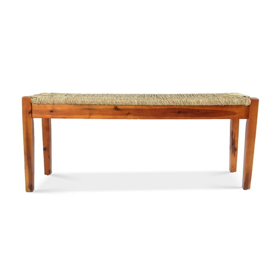Nessie SeaGrass Wood Bench M4H Nessie Solid Wood Natural Seagrass Indoor Bench