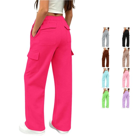 XINXIAOO Unisex Girls Boys Cargo Sweatpants Classic Fit Elastic Waist Wide Leg Pants with Pockets Girls Athletic Pants Pink Pants for Boys Spring Fall Sweatpants 9-10 Years
