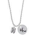 thumbnail image 1 of Delight Jewelry Silvertone Small Ballet Slippers Silvertone Script Initial Disc - K - Charm Necklace, 20"+3", 1 of 4
