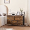thumbnail image 3 of VECELO 5 Drawers Dresser Metal Frame and Wooden Top Floor Storage Cabinets for Living Room, Bedroom, Office, Brown, 3 of 11
