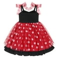 thumbnail image 4 of FYMNSI Little Girls Polka Dots Tulle Spliced Dresses Birthday Party Princess Tutu Dress Bowknot Headband Christmas Outfit 5-6T Red, 4 of 8