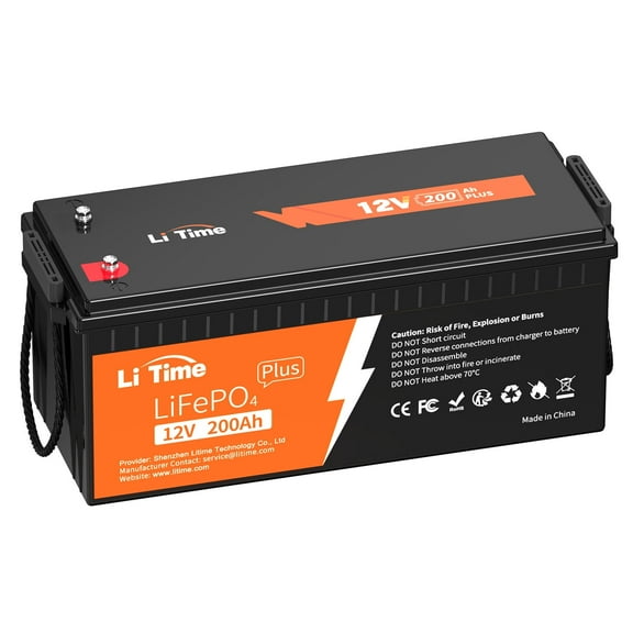 LiTime 12V 200Ah PLUS Lithium LiFePO4 Battery 10-Year Lifetime Max 2560W 200A BMS for RV Solar