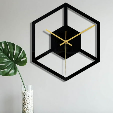 Happy date Wall Clock Eye-catching Decorative Acrylic Large Modern 3D Geometric Clock for Living Room