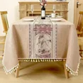 thumbnail image 3 of Mantel Rectangular resistente a las arrugas, impermeable, lavable, cubierta de mesa de granja con borlas, 3 of 5