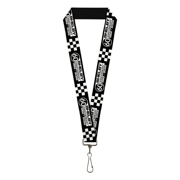 Carroll Shelby Lanyard, Shelby 60 Years Since 1962 Checker Black White, Elastic