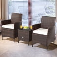 thumbnail image 4 of Patiojoy Ensemble de Conversation en Rotin pour Patio 3 Pcs Chaises en Osier avec Table à Café et Coussins Blanc, 4 of 7