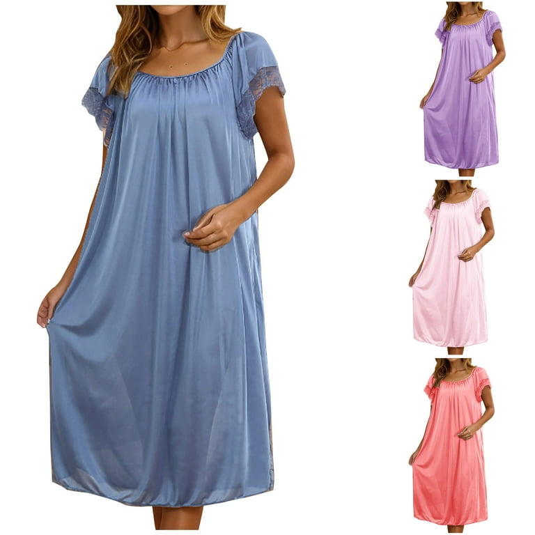 Silk Nightgown Long Sleeve Summer Nightgowns Tumotour Satin Silk
