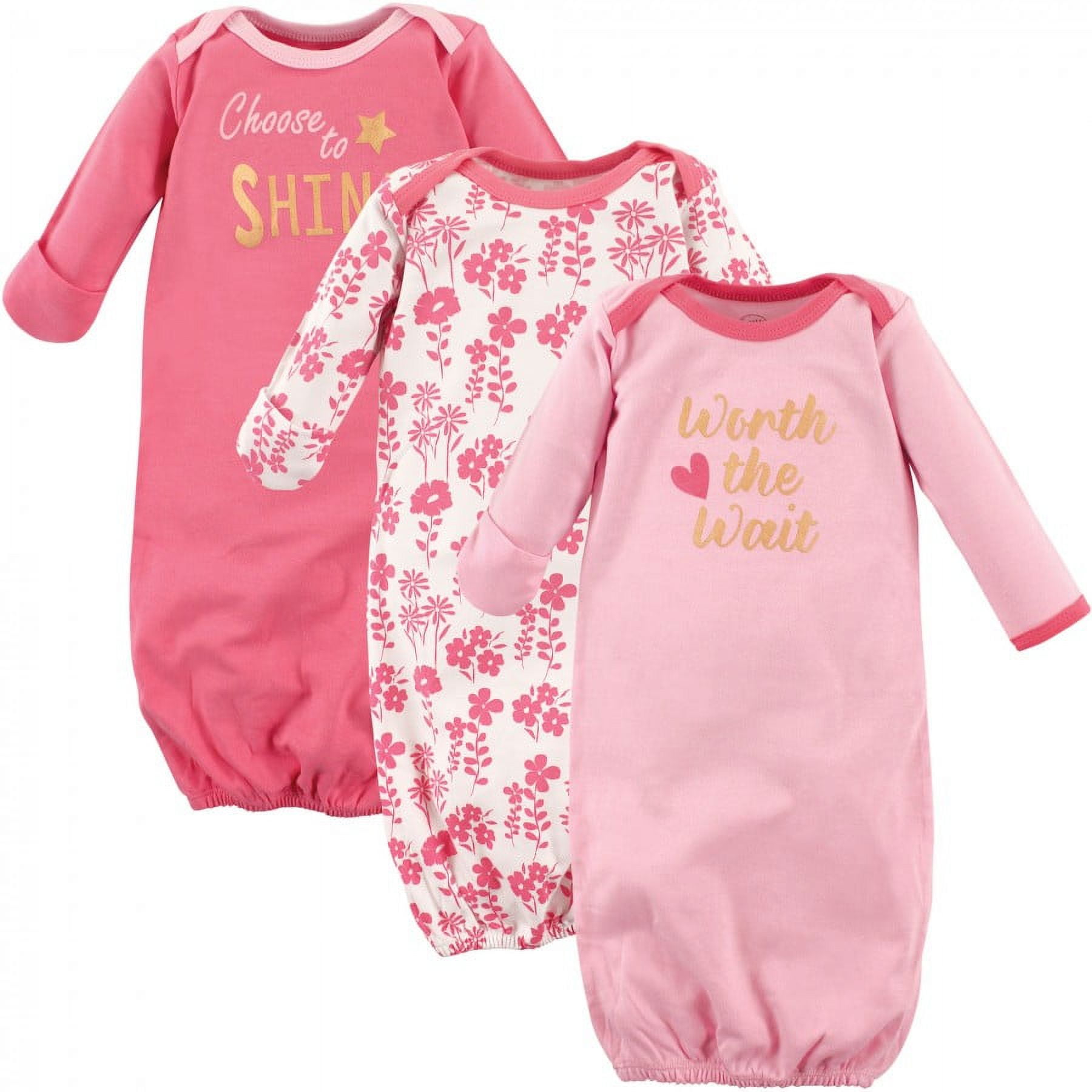 Luvable Friends Baby-Nachthemd – 3-teiliges Set, 100% Baumwolle – Weich & Bequem