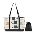 thumbnail image 7 of FORMRS Canvas Laptop Tote Bag for Women with 15.6" Computer Compartments Shoulder Handbag, Cute Cartoon Cats, 7 of 7