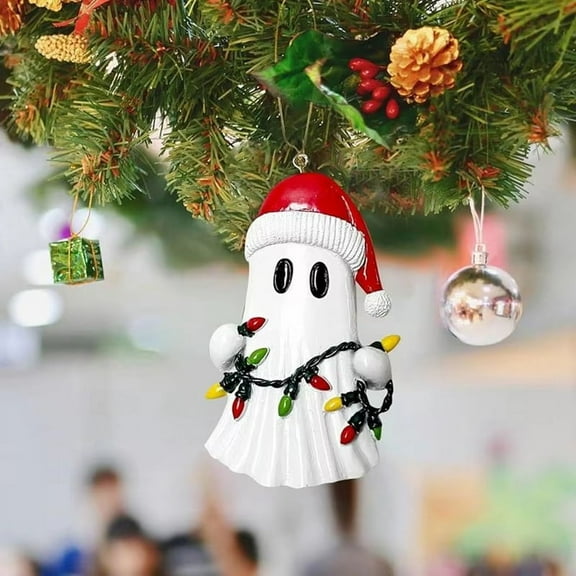 Christmas Tree Ornament Ghost Charm Small Ghost Statue Collectible Toy Home Decoration Christmas Centerpiece,1 * Ghost Ornament,White
