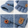 thumbnail image 4 of Guantes de invierno para hombre, cálidos, de doble uso, para estudiantes, de medio dedo, tejidos en jacquard, 4 of 5
