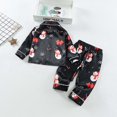 thumbnail image 4 of Coerni Kids Velvet Pajamas Toddler Button-Down Letter Print Long-Sleeve T-Shirt Top + Pants 2PCS Christmas Outfits Clothes, 4 of 9