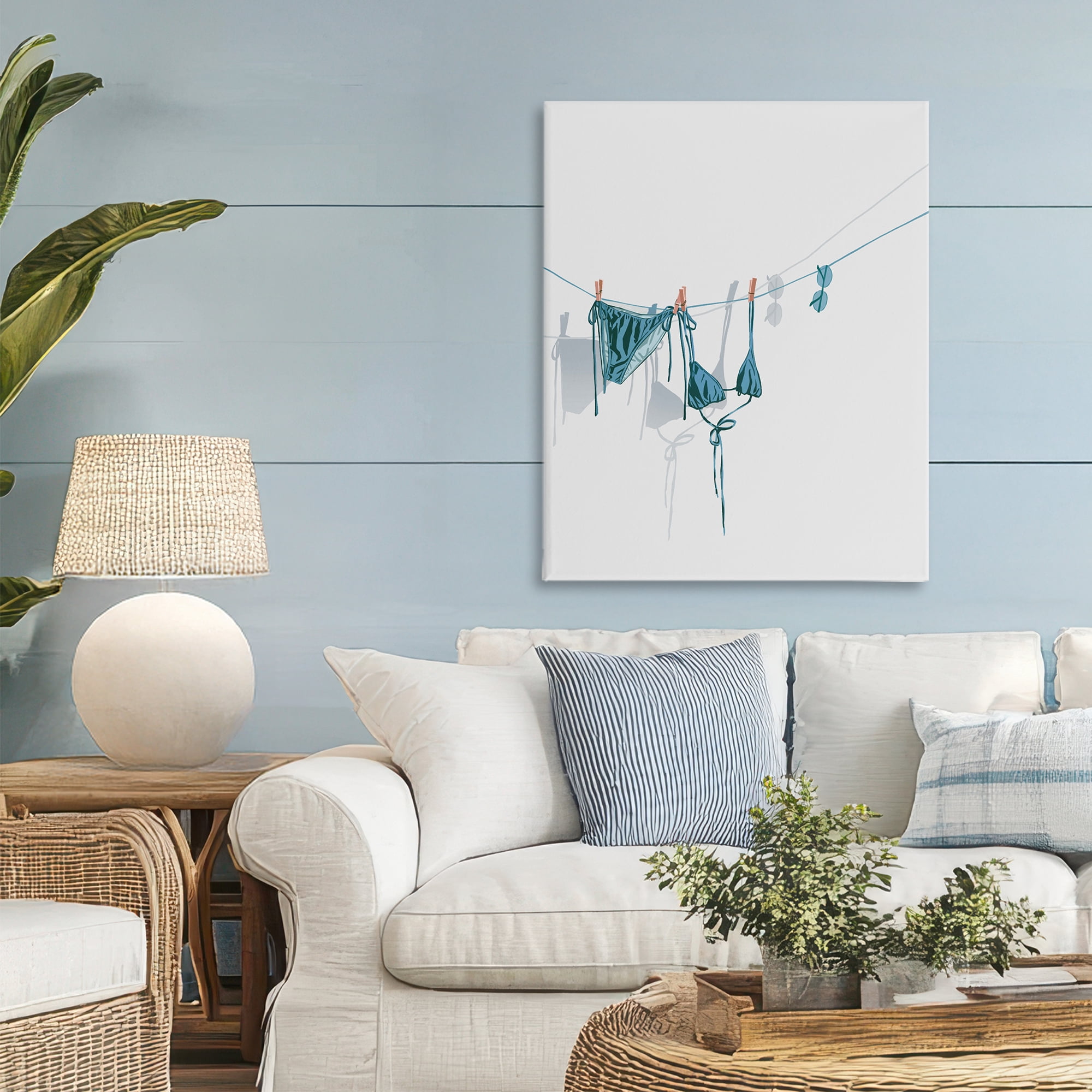 Stupell Industries Teal Bikini on Clothesline Canvas Wall Art, design by Ziwei Li