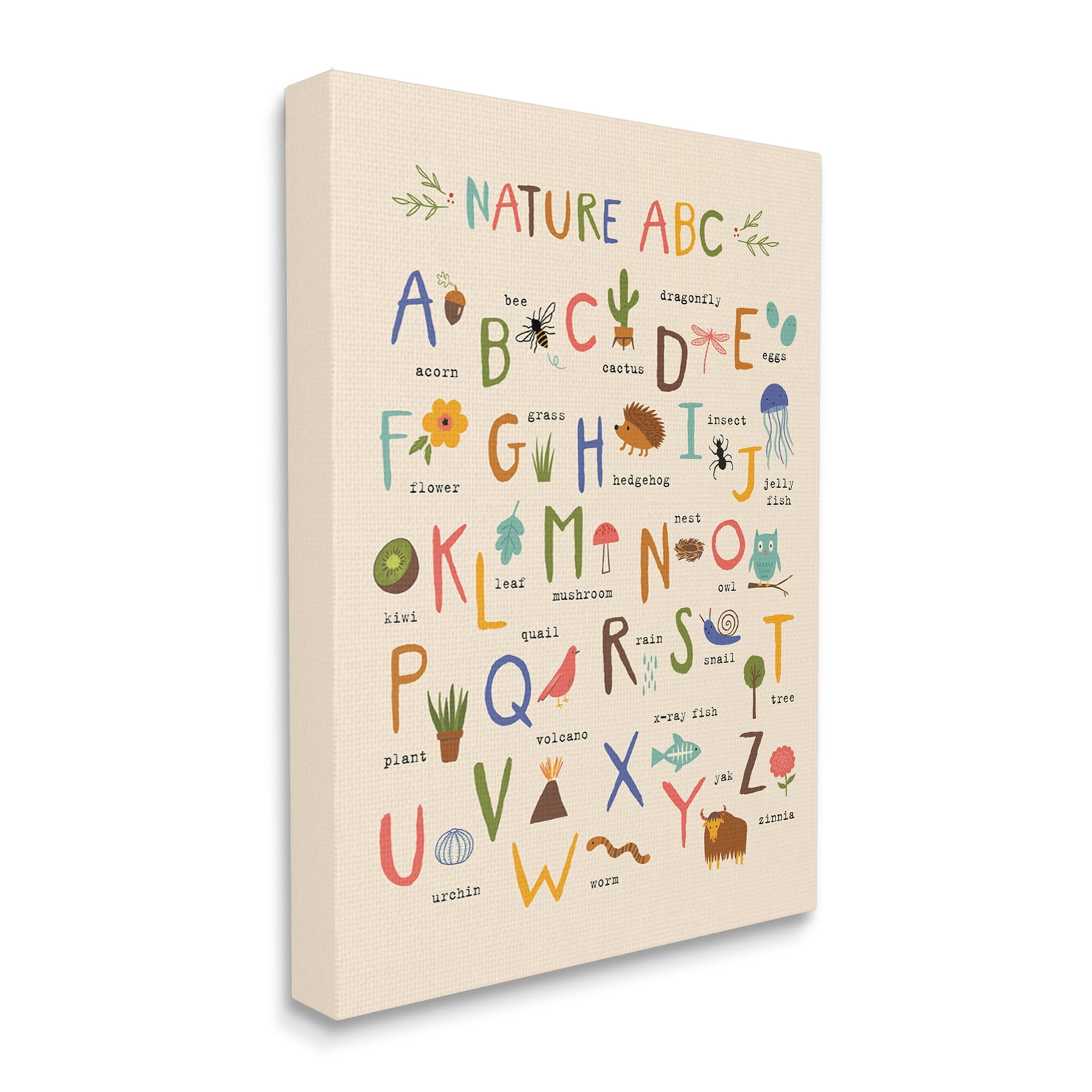 Stupell Industries Children's Nature ABC Diagram Adorable Animal Illustrations, 30 x 40,Design by Nina Seven