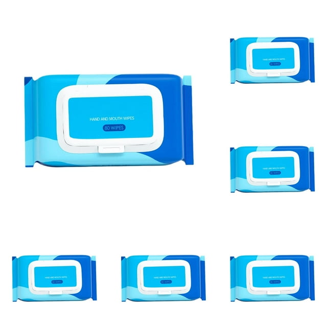 Lingettes Humides Jetables au Toucher Frais Lingettes Humides pour Adultes 1 Paquet à Couvercle Rabattable 80 Lingettes (10 ml) 5 Pcs