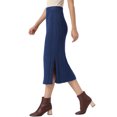 thumbnail image 4 of INSPIRE CHIC Cable Knit Sweater Skirt for Women's Elastic Waist A-Line Side Slit Casual Ribbed Knit Maxi Skirt S Dark Purple, 4 of 6