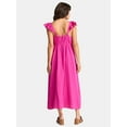 thumbnail image 2 of Time and Tru Women's Cotton Midi Dress with Flutter Sleeves, Sizes XS-XXXL, 2 of 4