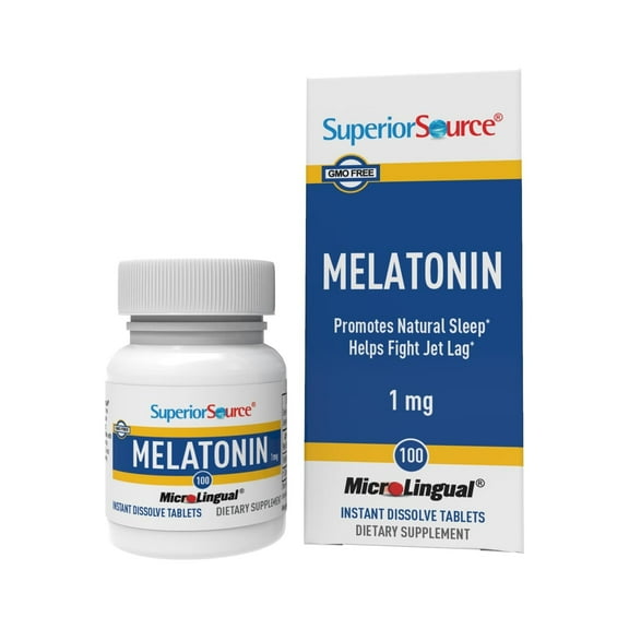 Superior Source Melatonin 1 mg - Healthy Sleep Support Supplement for Adults - Melatonin Formula with Chamomile Aids Relaxation & Restful Sleep - 100 Sublingual Dissolving Tablets