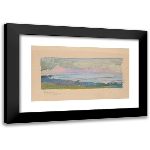 John La Farge 14x10 Black Modern Framed Museum Art Print Titled - The Island of Moorea Looking Across the Strait from Tahiti, January 1891 (1891)