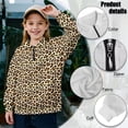 thumbnail image 6 of Uorisanigo Girls Half Zip Pullover Sweatshirt Oversized Quarter Zip Pullover Sweatshirts Fall Trendy Brown Cheetah Leopard Print Long Sleeve Shirts Top for Vacation Shopping Exercise Wear, 6 of 7