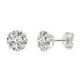 thumbnail image 4 of Tilo Jewelry 14K White Gold Solitaire Round CZ Stud Post Earrings with Secure Screw-backs | 6mm | Classic Everyday Earrings | Women, Men, Unisex, 4 of 12