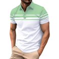 thumbnail image 2 of Men's Short Sleeve T Shirt, Button Down Lapel Collar Casual T Shirt, Soft Breathable Slim Fit Summer Top for Vacation, Travel, Work and Daily Wear Green M, 2 of 5