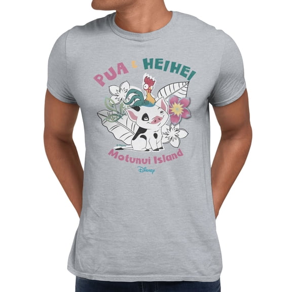 Disney Moana Pua Heihei Motunui Island Men's T Shirt (Sport Grey, S-XXXL)