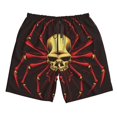 thumbnail image 2 of Honeii's Red Skull Spider Print Men's Casual Shorts with Drawstring，Swim Trunks Quick Dry Beach Shorts, 2 of 5