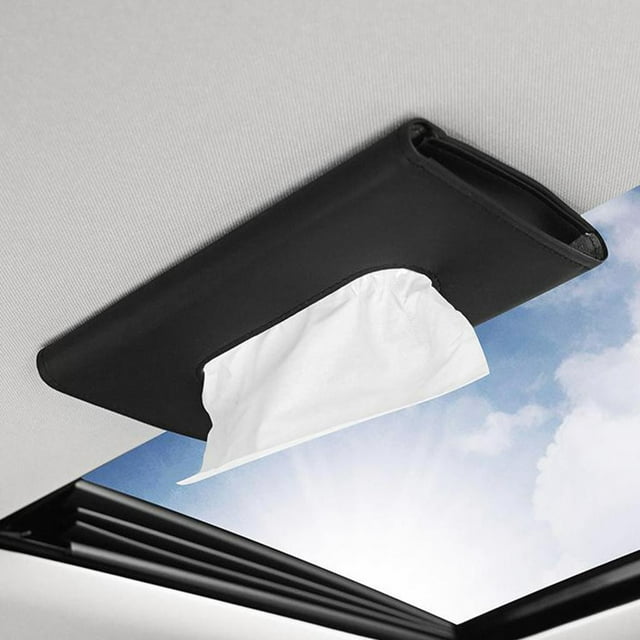 fastboy Versatile PU Leather Box Napkin Holder Paper Storage for Sun Visor Office or Home Black 1Set
