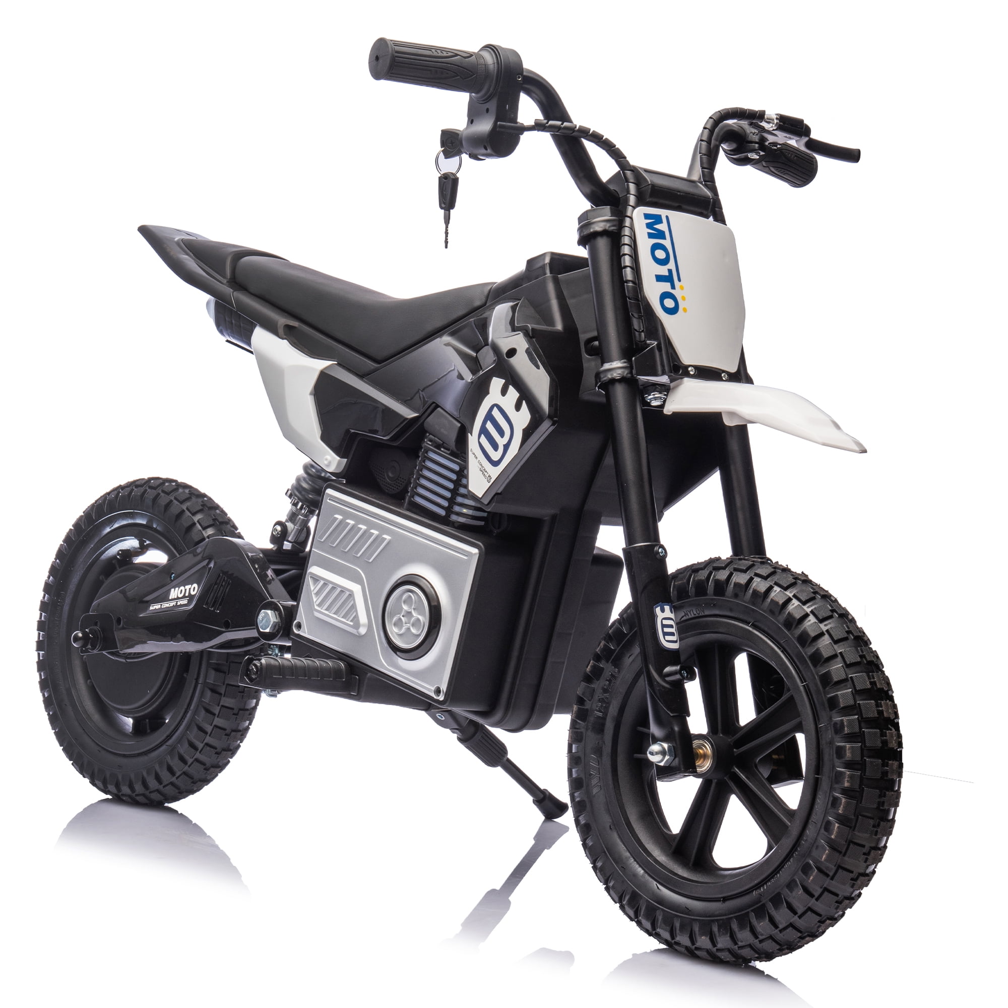Sluting Kids Ride On Electric Motocross Motorcycle Black 24V with LED Lights for Ages 5-12 1-Count