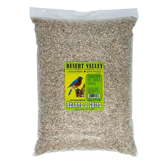 Desert Valley Premium Sunflower Seed Hearts and Chips - Wild Bird Food, Cardinals, Jays & More (10-Pounds)