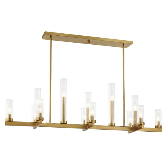 Warm Brass 13 Light Linear Chandelier from the Carina Collection