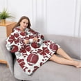 thumbnail image 5 of Oversized Wearable Blanket Hoodie,Red Football Helmets with Bows Pattern Sherpa Blanket Hoodie with Super Pockets,Super Warm Fuzzy Pullover for Women & Men, 5 of 6