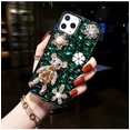 thumbnail image 1 of Compatible with iPhone 12/12 Pro Glitter Sparkle Bling Case Luxury Shiny Crystal Rhinestone Jewelled Gemstone Diamond Bumper Clear Protective Designed for iPhone 12/12 Pro 6.1''Green, 1 of 3