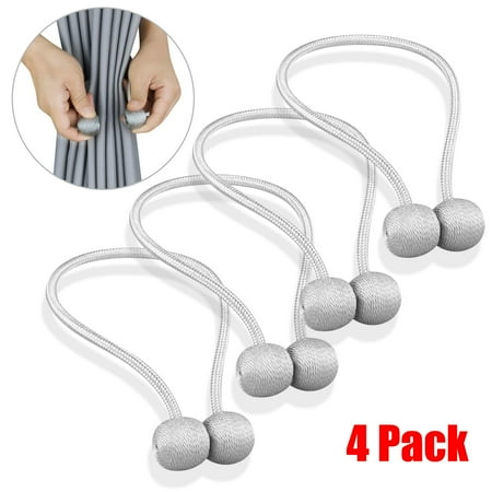 Window Curtain Holders TSV Curtain Tiebacks Magnetic, Drape Holders Megnetic Holdbacks Decorative Weave Rope Clips Window Sheer Blackout Panels Home Office, 4 Pack ()