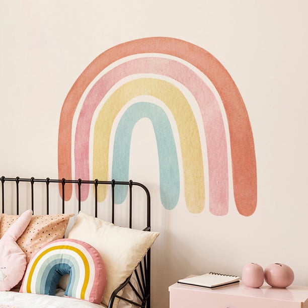 Calcomanías de pared de íris coloridas, Mural , extraíbles para bebé, guardería, niños, niñas, habitación, sala de juegos, Color sólido perfecl Calcomanías de pared de arcoíris
